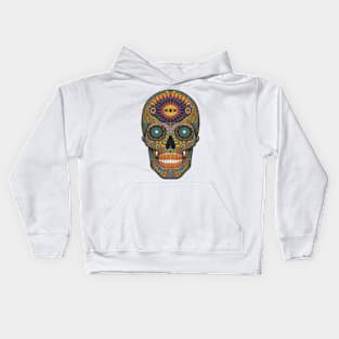 Psychedelic Skull Colourful Design Kids Hoodie